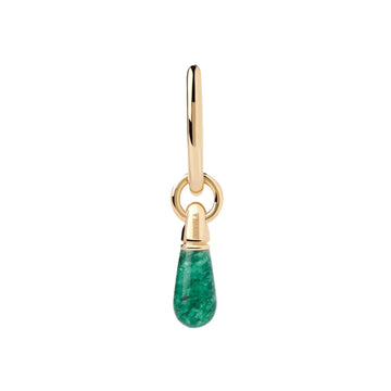 Μονό σκουλαρίκι κρίκος Pdpaola PG01-094-U Icons Green Aventurine Jupiter με κρεμαστή σταγόνα σε πράσινο χρώμα.